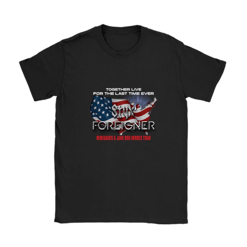 Styx And Foreigner Band Renegades Juke Box Heroes Tour 2024 Concert Unisex T-Shirt Cotton Tee TAT10338