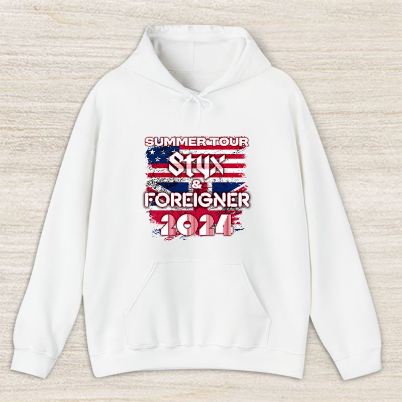 Styx And Foreigner Band Summer 2024 Tour Renegades Juke Box Heroes Unisex Hoodie TAH10341