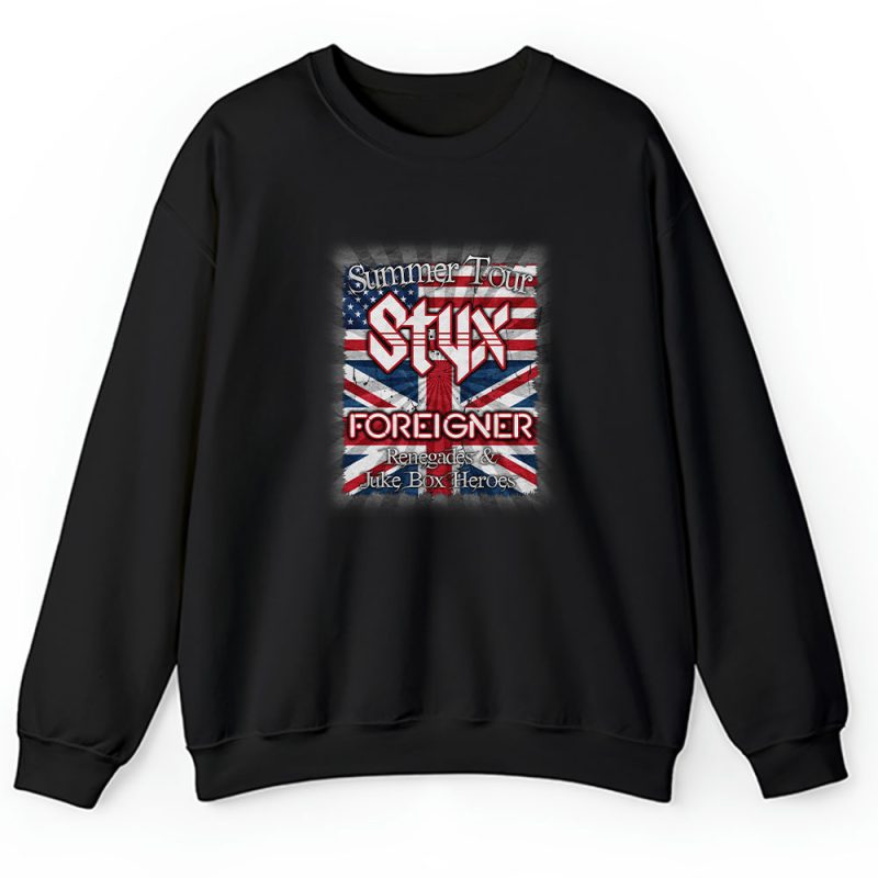 Styx And Foreigner Band Summer 2024 Tour Renegades Juke Box Heroes Unisex Hoodie TAH10342