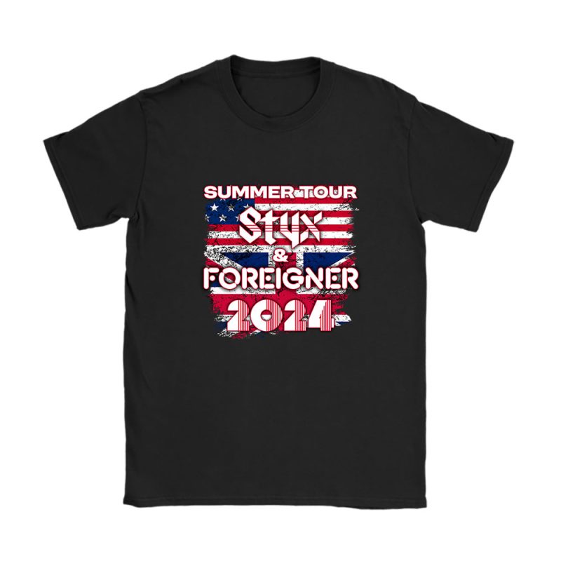 Styx And Foreigner Band Summer 2024 Tour Renegades Juke Box Heroes Unisex T-Shirt Cotton Tee TAT10341