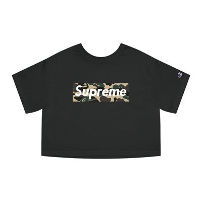 Supreme x BAPE Camo Box Logo Champion Lady Crop-Top T-Shirt CTB2928