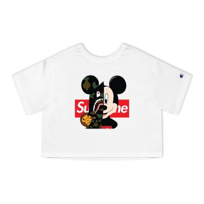 Supreme x BAPE Mickey Mouse Champion Lady Crop-Top T-Shirt CTB2929