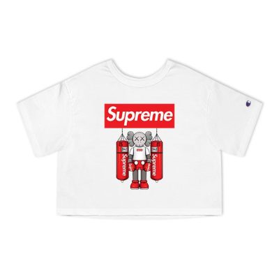 Supreme x Kaws Bearbrick Pratice Boxing Champion Lady Crop-Top T-Shirt CTB2936