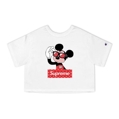 Supreme x Louis Vuitton Mickey Mouse Champion Lady Crop-Top T-Shirt CTB2922