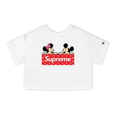 Supreme x Louis Vuitton Mickey Mouse Champion Lady Crop-Top T-Shirt CTB2924