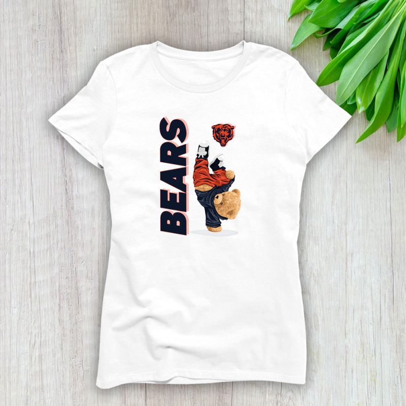 Teddy Bear Hiphop X Chicago Bears Team NFL American Football Lady T-Shirt Women Tee LTL9198