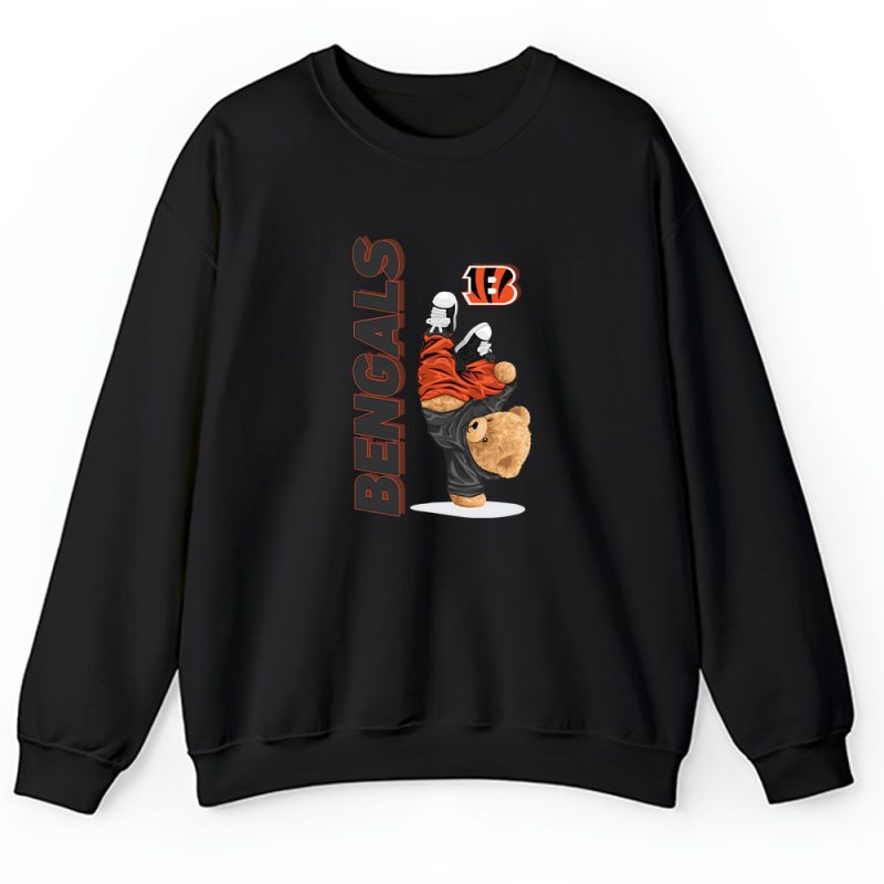 Teddy Bear Hiphop X Cincinnati Bengals Team NFL American Football Unisex Sweatshirt TAS9199