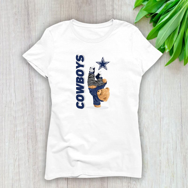 Teddy Bear Hiphop X Dallas Cowboys Team NFL American Football Lady T-Shirt Women Tee LTL9201