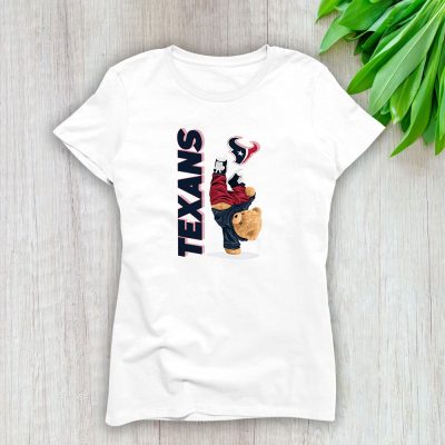 Teddy Bear Hiphop X Houston Texans Team NFL American Football Lady T-Shirt Women Tee LTL9205