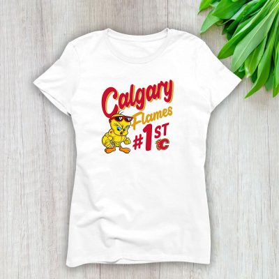 Tweety Bird X Calgary Flames Team X NHL X Hockey Fan Lady T-Shirt Women Tee LTL9780