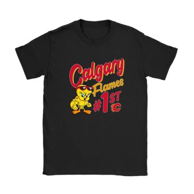 Tweety Bird X Calgary Flames Team X NHL X Hockey Fan Unisex T-Shirt Cotton Tee TAT9780