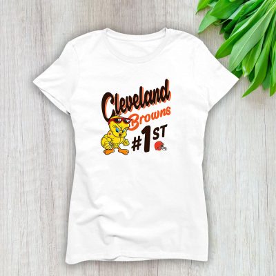 Tweety Bird X Cleveland Browns Team NFL American Football Lady T-Shirt Women Tee LTL9749