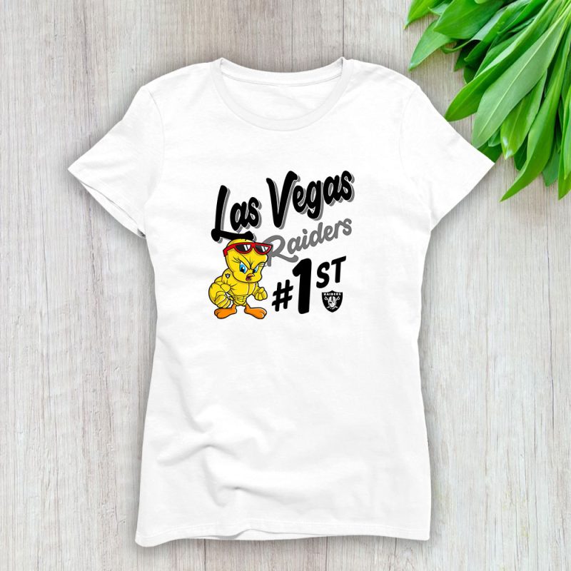 Tweety Bird X Las Vegas Raiders Team NFL American Football Lady T-Shirt Women Tee LTL9759