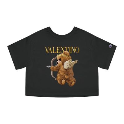 Valentino Teddy Bear Gold Luxury Champion Lady Crop-Top T-Shirt CTB2400