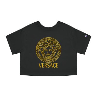 Versace Medusa Gold Luxury Logo Champion Lady Crop-Top T-Shirt CTB2591