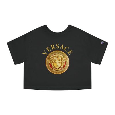 Versace Medusa Gold Luxury Logo Champion Lady Crop-Top T-Shirt CTB2593