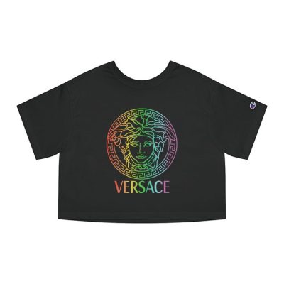 Versace Medusa Luxury Logo Champion Lady Crop-Top T-Shirt CTB2590