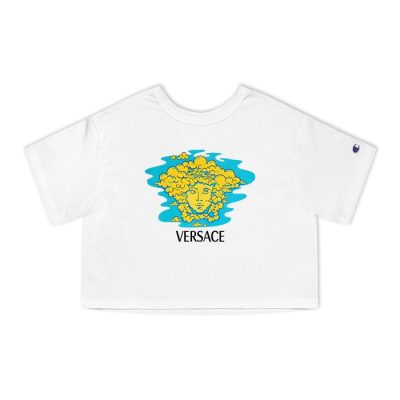 Versace Medusa Luxury Logo Champion Lady Crop-Top T-Shirt CTB2615