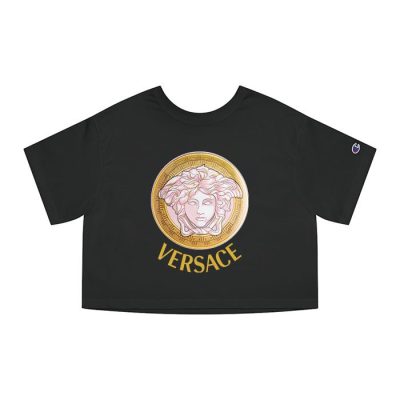 Versace Medusa Luxury Logo Champion Lady Crop-Top T-Shirt CTB2627