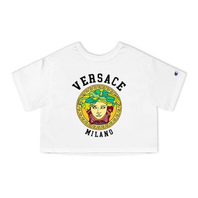 Versace Medusa Milano Luxury Logo Champion Lady Crop-Top T-Shirt CTB2618