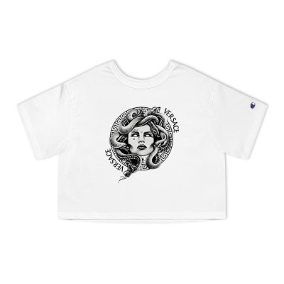 Versace Medusa Snake Gold Luxury Logo Champion Lady Crop-Top T-Shirt CTB2624