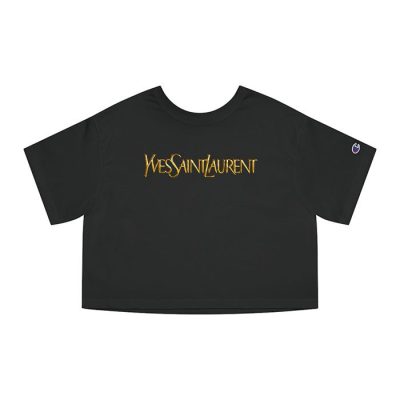 Yves Saint Laurent Gold Logo Luxury Champion Lady Crop-Top T-Shirt CTB2731