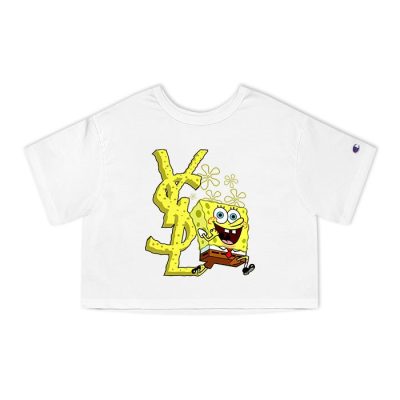 Yves Saint Laurent Logo Luxury Spongebob Champion Lady Crop-Top T-Shirt CTB2500