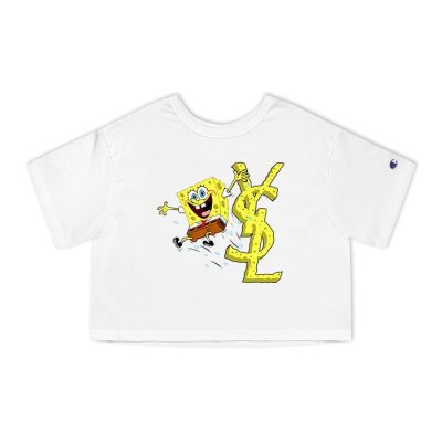 Yves Saint Laurent Logo Luxury Spongebob Champion Lady Crop-Top T-Shirt CTB2502