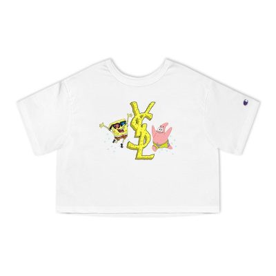 Yves Saint Laurent Logo Luxury Spongebob Champion Lady Crop-Top T-Shirt CTB2503