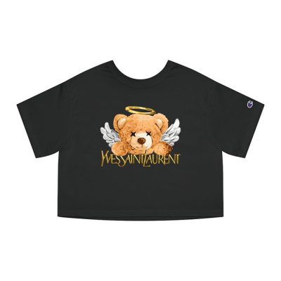 Yves Saint Laurent Logo Luxury Teddy Bear Champion Lady Crop-Top T-Shirt CTB2504