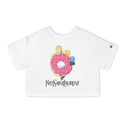 Yves Saint Laurent Logo Luxury Thomer Simpson Champion Lady Crop-Top T-Shirt CTB2733