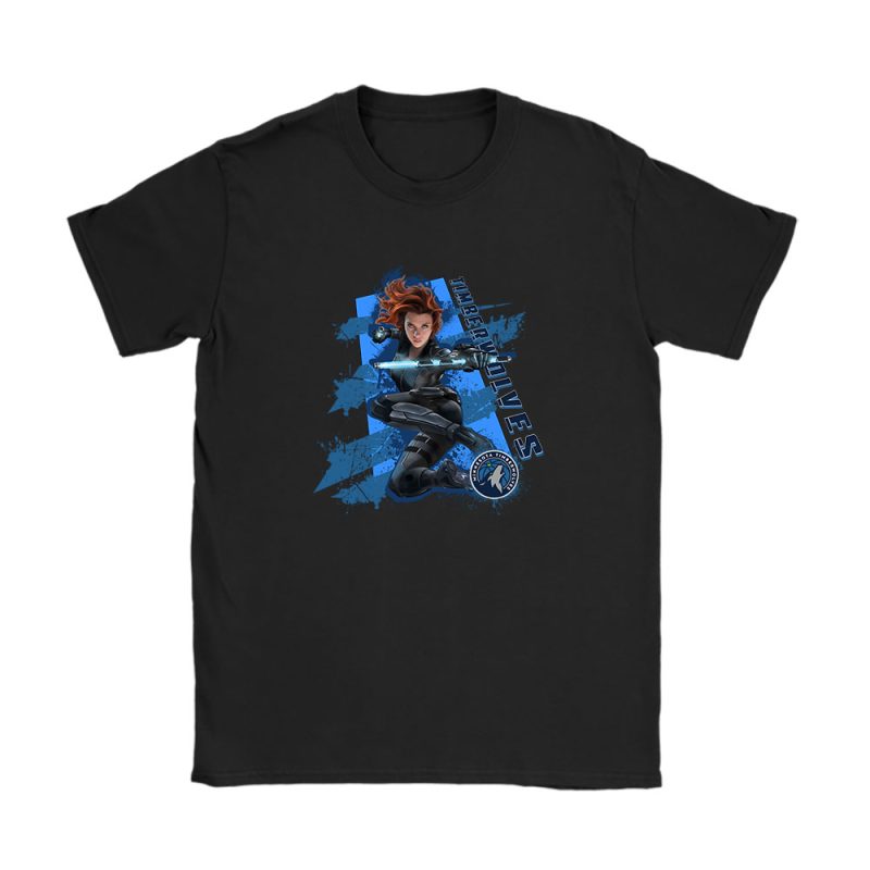 Black Widow NBA Minnesota Timberwolves Unisex T-Shirt Cotton Tee TAT13995