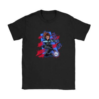 Black Widow NBA Philadelphia 76ers Unisex T-Shirt Cotton Tee TAT14019