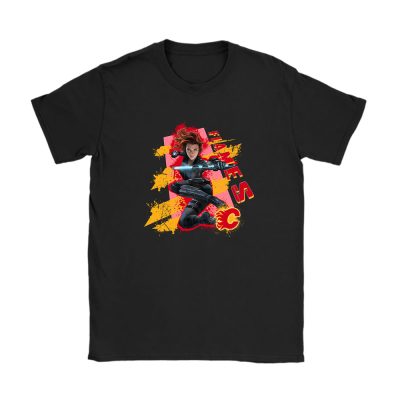 Black Widow NHL Calgary Flames Unisex T-Shirt Cotton Tee TAT13947