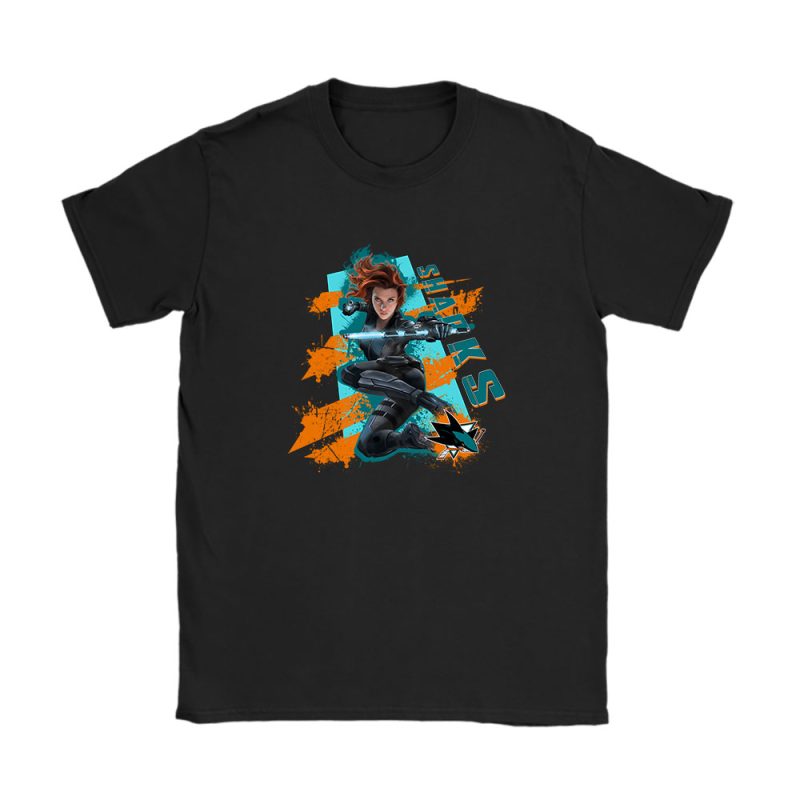 Black Widow NHL San Jose Sharks Unisex T-Shirt Cotton Tee TAT14033