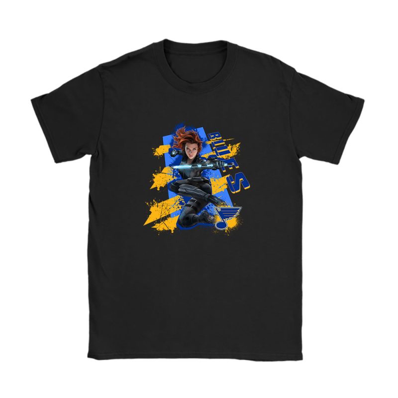 Black Widow NHL St. Louis Blues Unisex T-Shirt Cotton Tee TAT14023