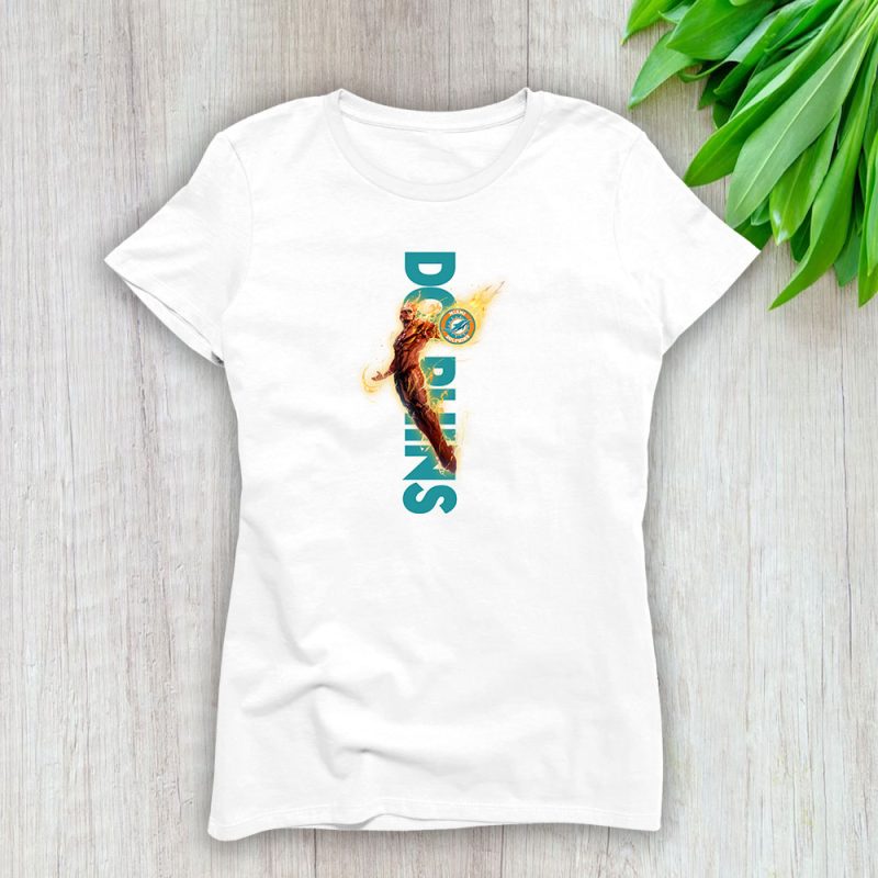 Human Torch NFL Miami Dolphins Lady T-Shirt Women Tee LTL13270