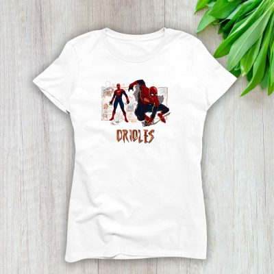 Spiderman MLB Baltimore Orioles Lady T-Shirt Women Tee LTL14358