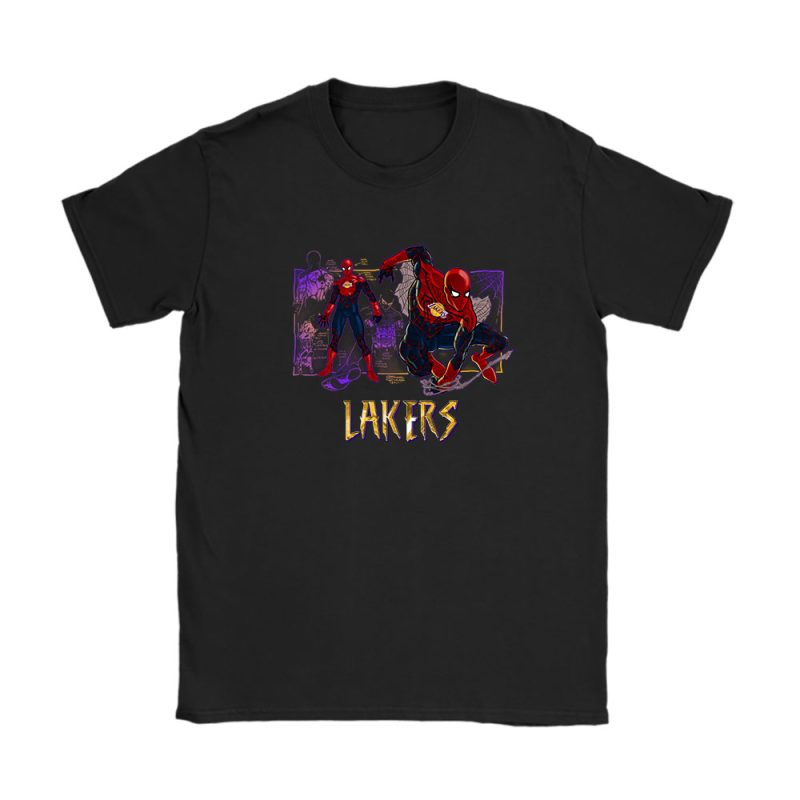 Spiderman NBA Los Angeles Lakers Unisex T-Shirt Cotton Tee TAT14409