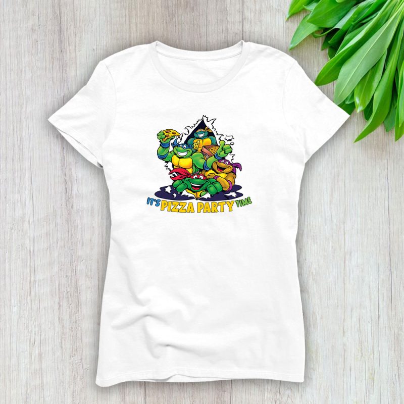 Teenage Mutant Ninja Turtles Pizza Birthday Party Lady T-Shirt Women Tee LTL13344