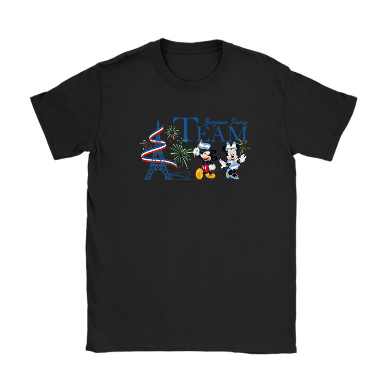 Usa Eiffel Tower X Mickey And Minnie Team Argentina X 2024 Paris Summer Unisex T-Shirt TAT12803