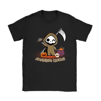 Anaheim Ducks x Grim Reaper Cute Spooky x NHL Halloween Unisex T-Shirt Cotton Tee TAT14683