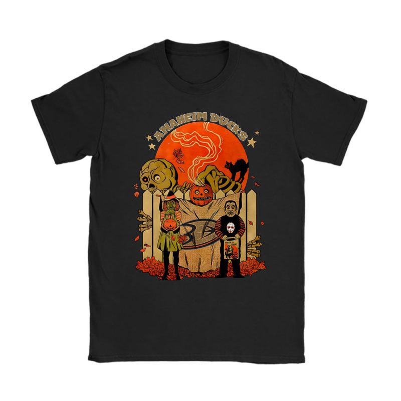 Anaheim Ducks x Halloween Horror Nights x Pumpkin Face Unisex T-Shirt Cotton Tee TAT14682