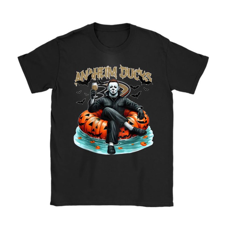 Anaheim Ducks x Halloween Masquerade NHL x Michael Myers Masked Killer Unisex T-Shirt Cotton Tee TAT15128