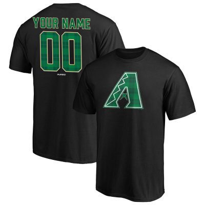 Arizona Diamondbacks Black Emerald Plaid Personalized Name & Number Unisex T-Shirt Cotton Tee