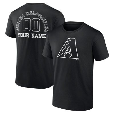 Arizona Diamondbacks Black Monochrome Personalized Name & Number Unisex T-Shirt Cotton Tee