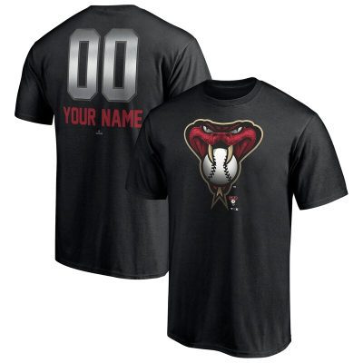 Arizona Diamondbacks Black Personalized Name & Number Midnight Mascot Unisex T-Shirt Cotton Tee