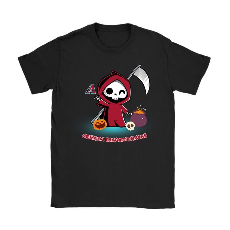 Arizona Diamondbacks x Grim Reaper Cute Spooky x MLB Halloween Unisex T-Shirt Cotton Tee TAT15534