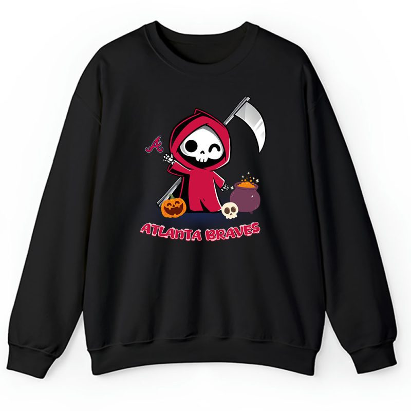 Atlanta Braves x Grim Reaper Cute Spooky x MLB Halloween Unisex Sweatshirt TAS15545