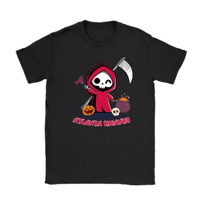 Atlanta Braves x Grim Reaper Cute Spooky x MLB Halloween Unisex T-Shirt Cotton Tee TAT15545